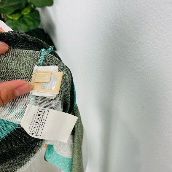 Y2K Galliano Metallic Sparkle Striped Blue Green Open Cárdigan - Picture 12 of 14